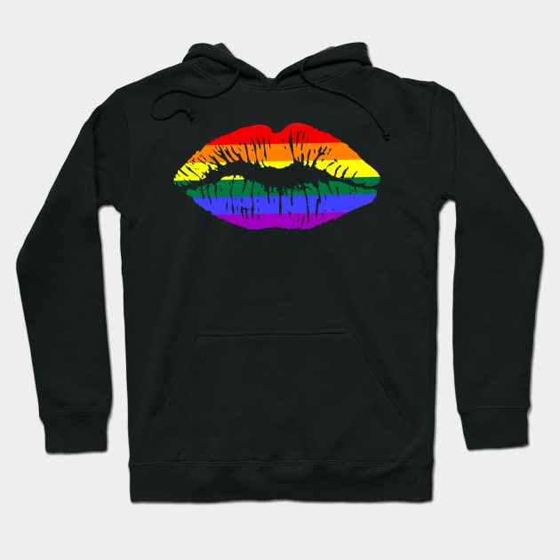 Rainbow Flag Lips Pride LGBTQ Month Gift Hoodie by Scar